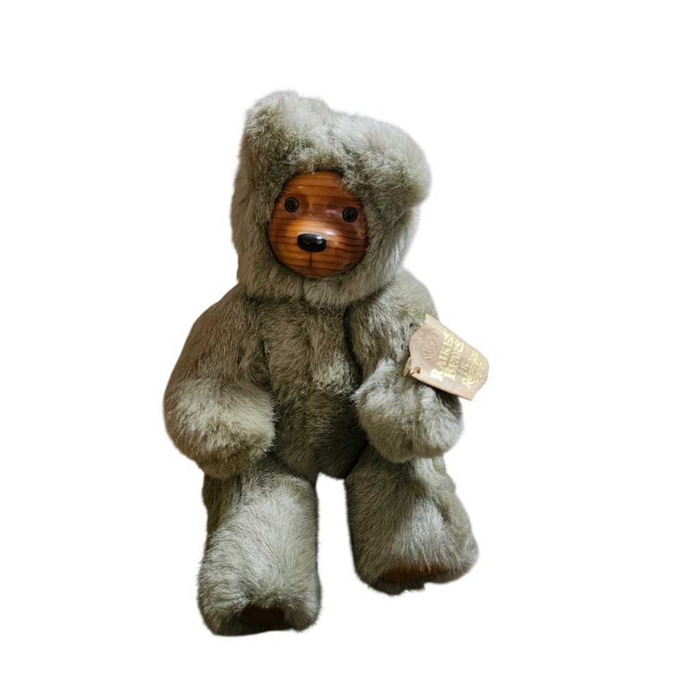 Vintage 1989 Robert Raikes Cookie Bear Wooden Face Plush Ltd Edition‎ 660330 NWT